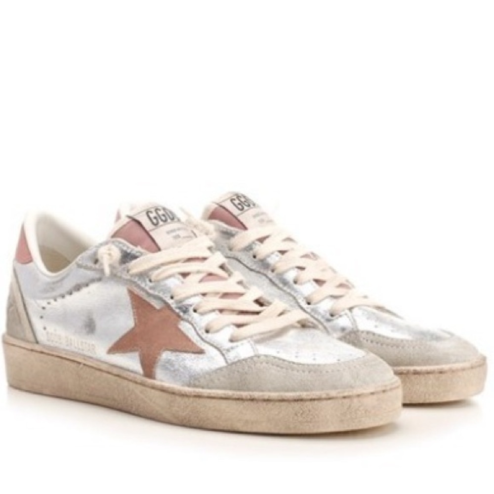 Ballstar Sneaker in Silver, Ash Rose, & Ice Golden Goose